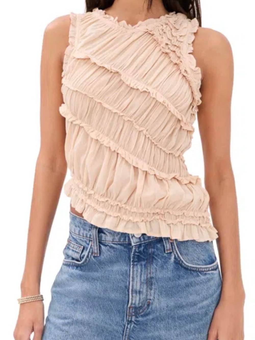 Free People Ruffled One-Shoulder Camisole - Cream
